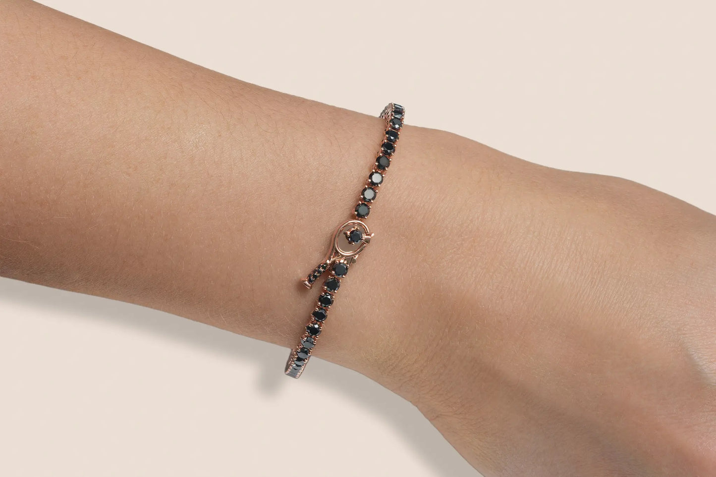18K Rose Gold Black Diamond Tennis Bracelet DTw. 10.86 carat