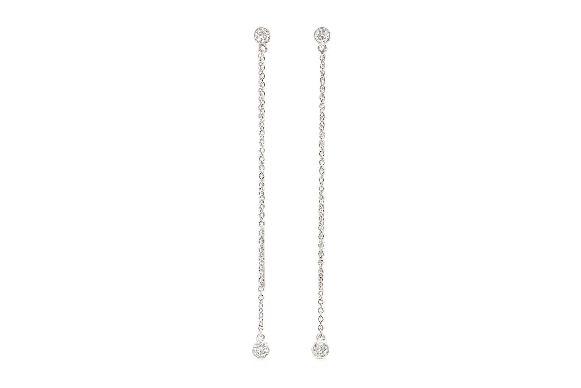 18K White Gold Thread Through Diamond Earrings