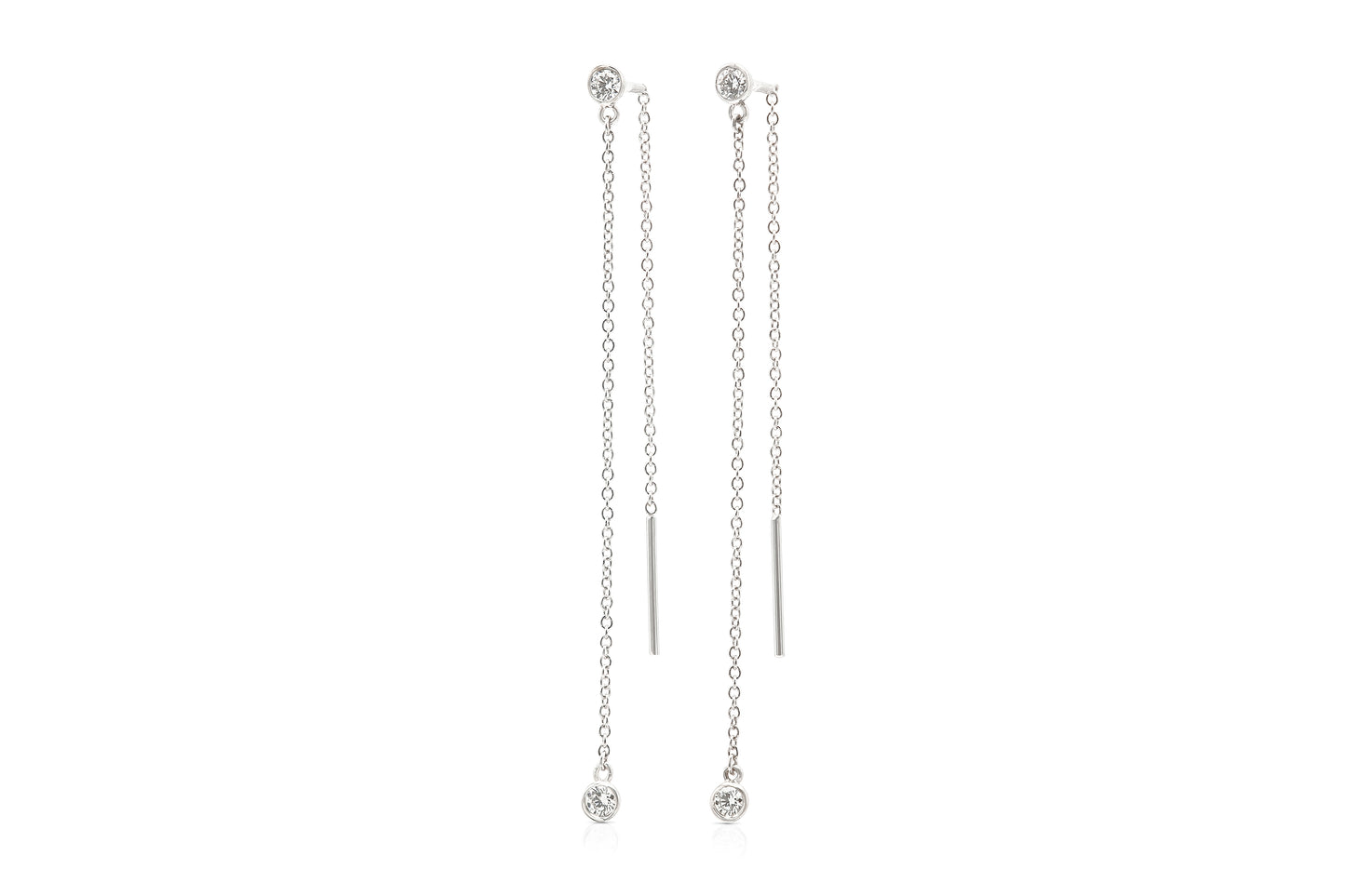 18K White Gold Thread Through Diamond Earrings