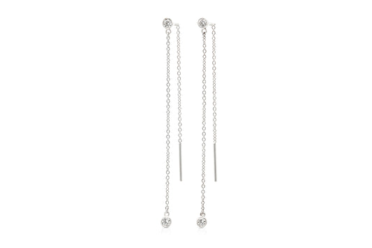 18K White Gold Thread Through Diamond Earrings