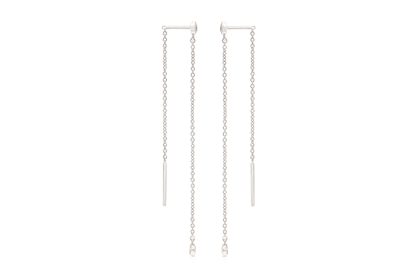 18K White Gold Thread Through Diamond Earrings