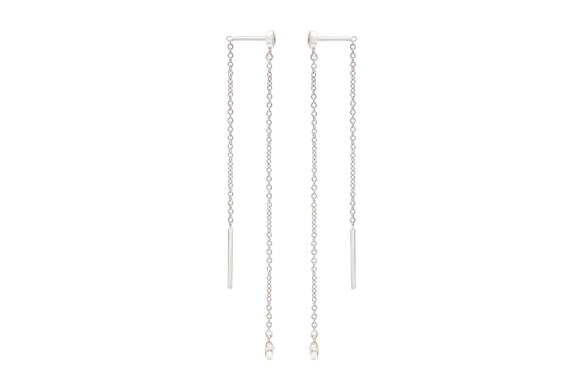 18K White Gold Thread Through Diamond Earrings