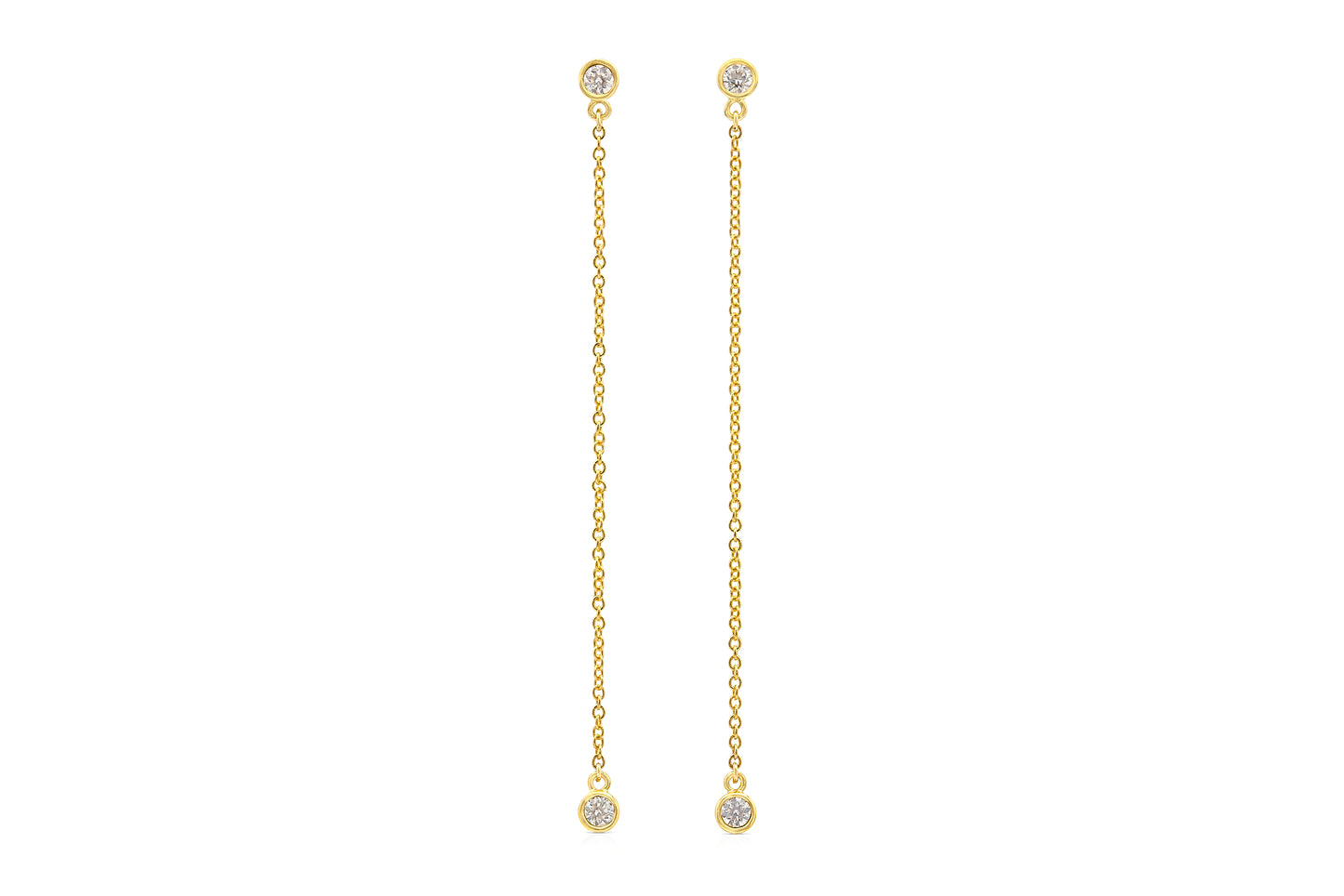 18K Yellow Gold Thread Through Diamond Earrings
