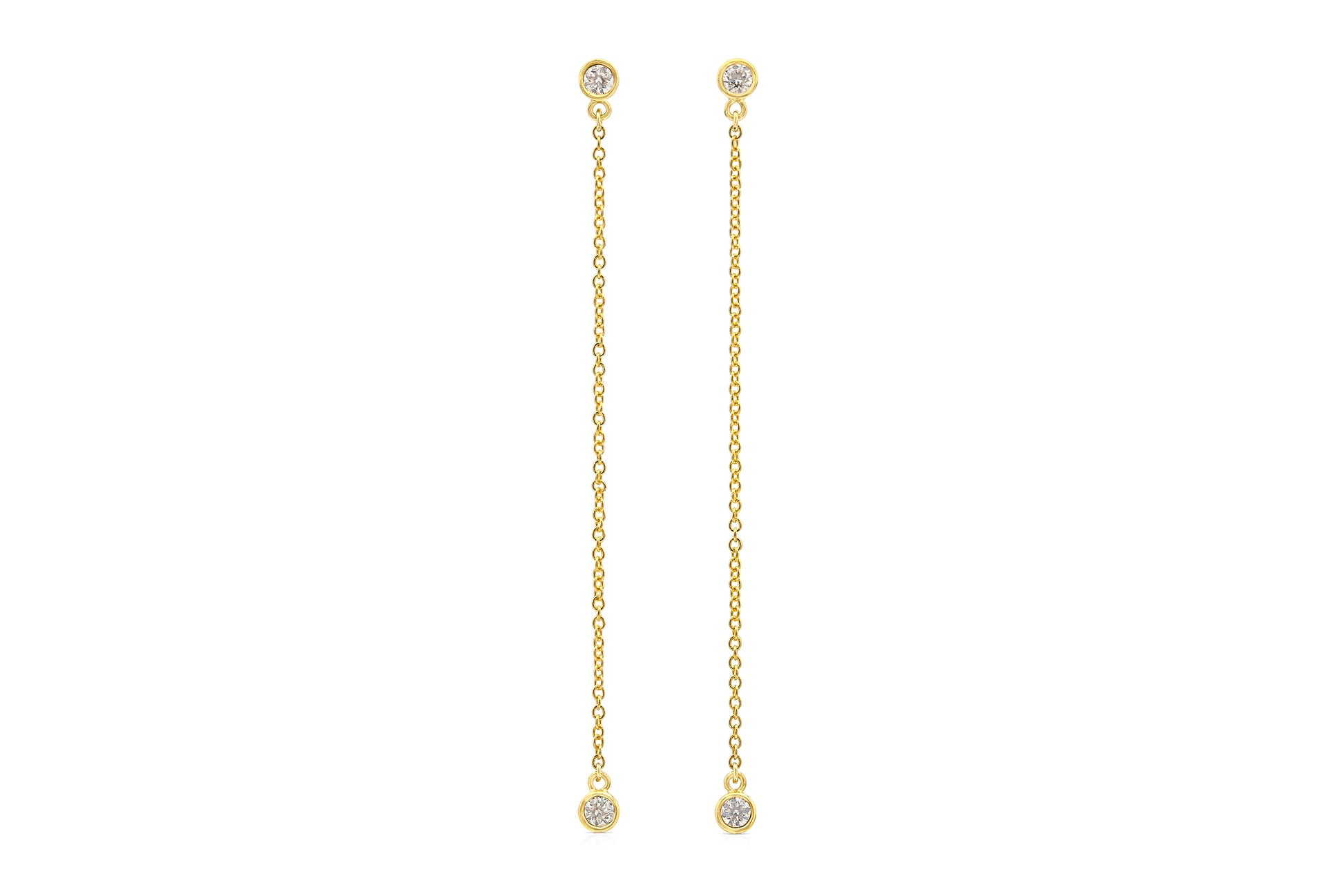 18K Yellow Gold Thread Through Diamond Earrings