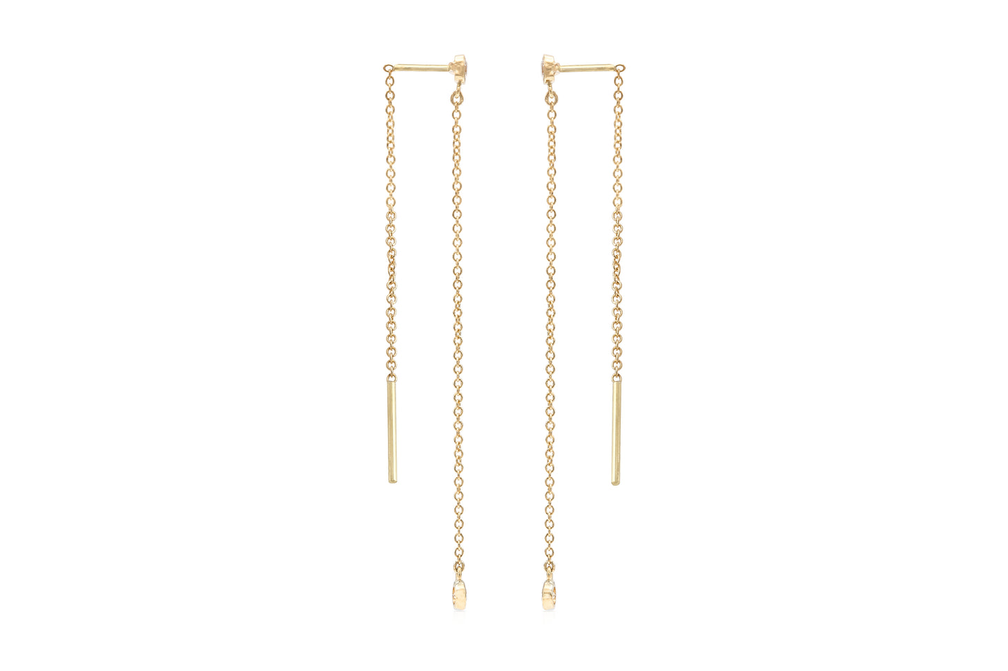 18K Yellow Gold Thread Through Diamond Earrings