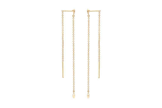 18K Yellow Gold Thread Through Diamond Earrings