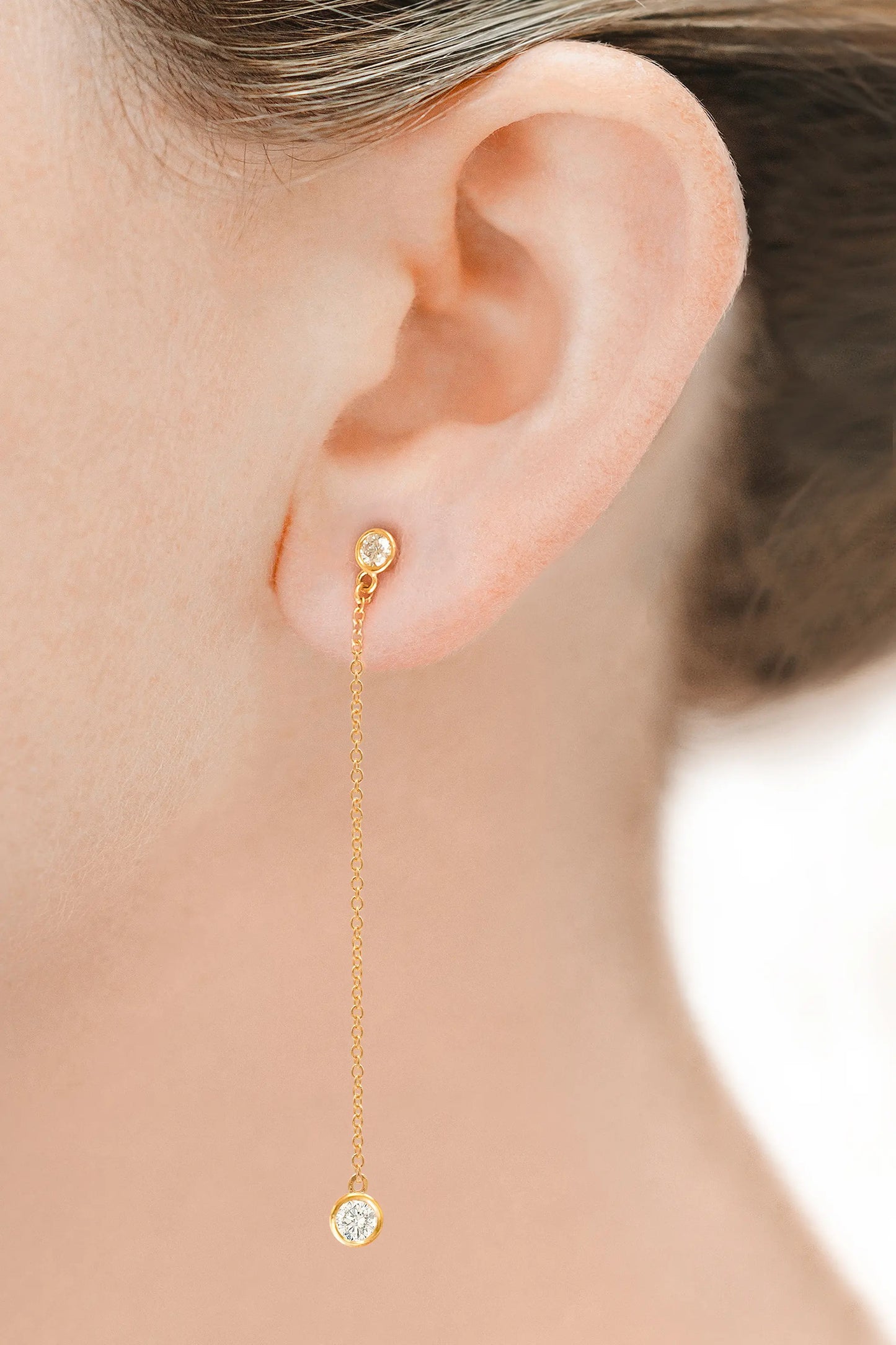18K Yellow Gold Diamond Drop Earrings