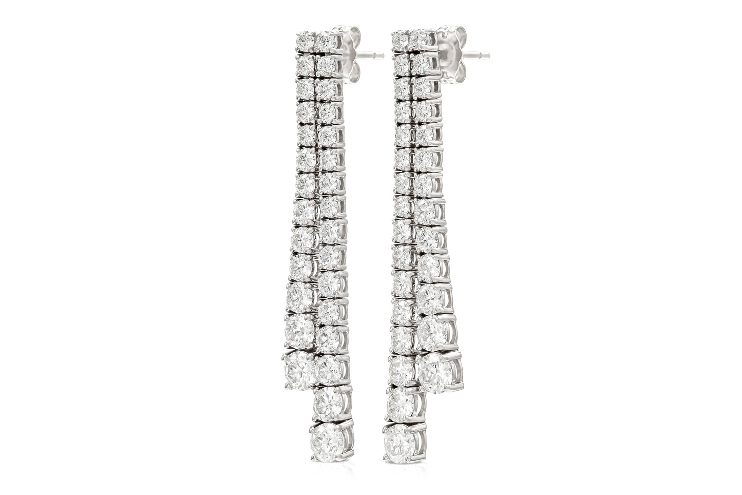 18K White Gold Graduated Diamonds Drop Earrings