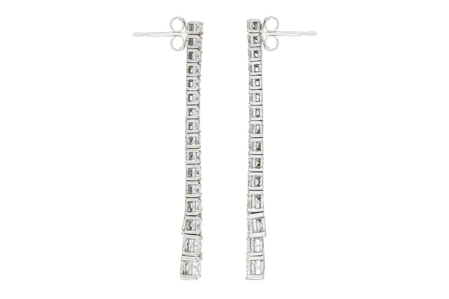 18K White Gold Graduated Diamonds Drop Earrings