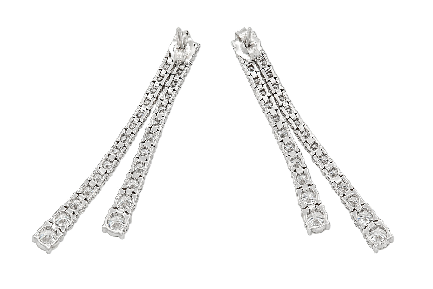18K White Gold Graduated Diamonds Drop Earrings