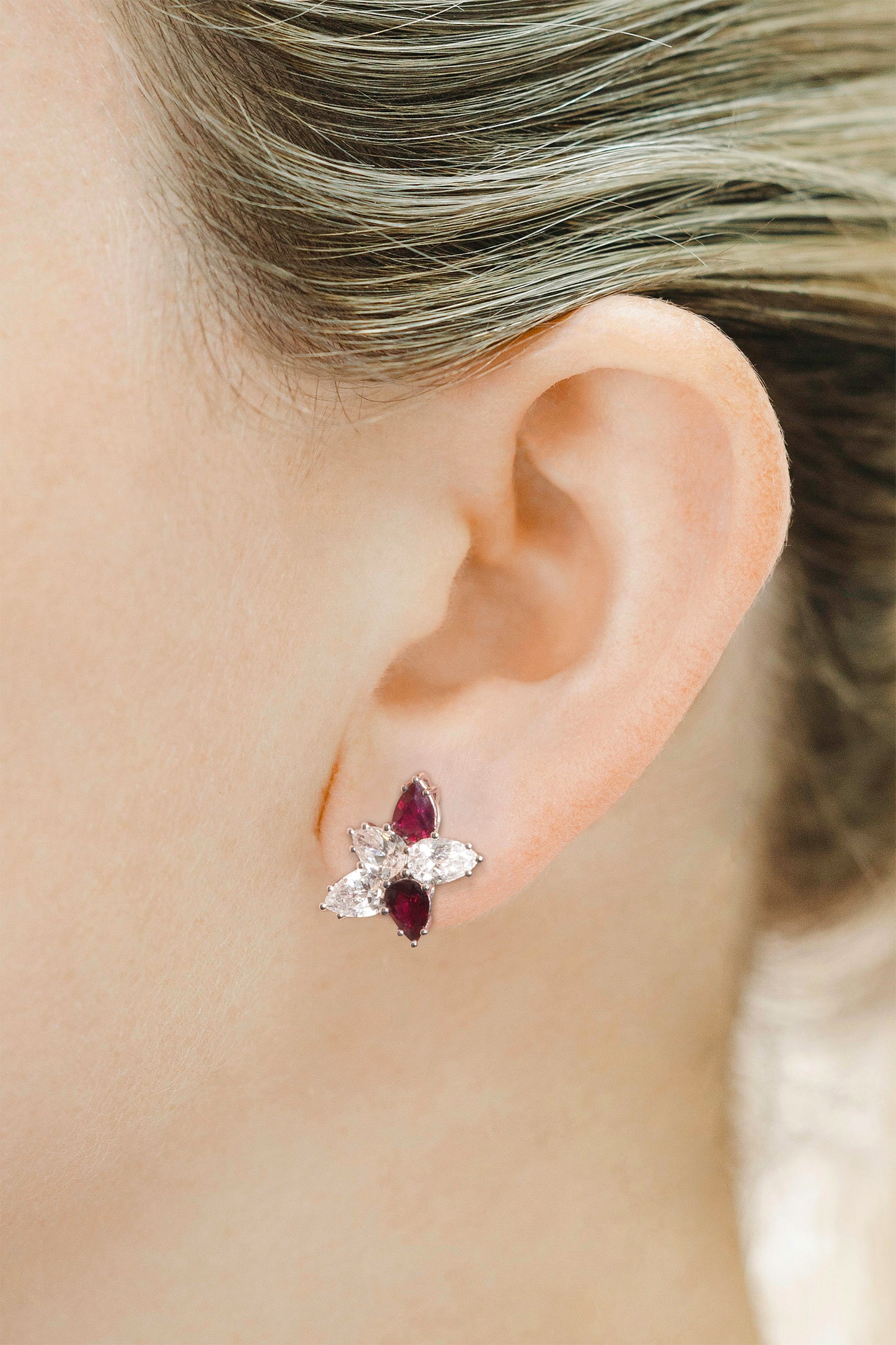 18K White Gold Diamond & Ruby Constellation Earrings