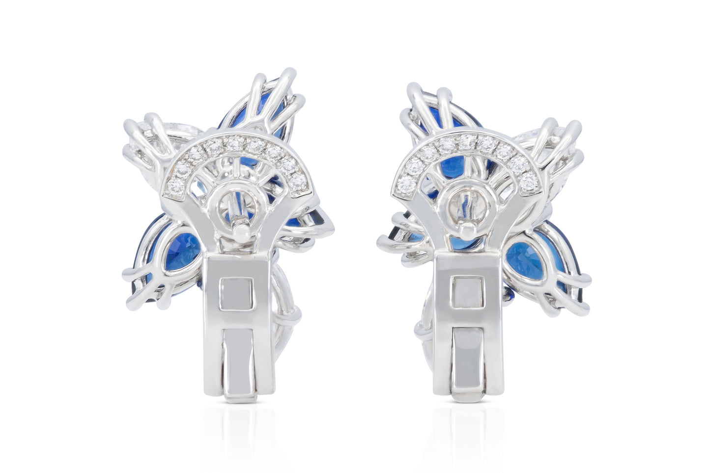 18K White Gold Diamond & Royal Blue Sapphire Constellation Earrings