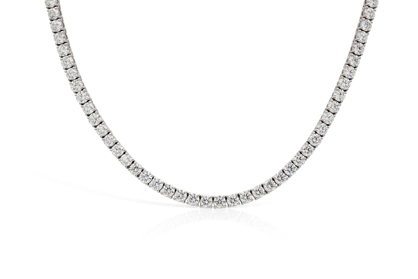 18K White Gold Tennis Necklace TW. 19.83 carat