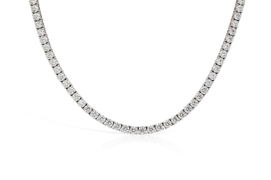 18K White Gold Tennis Necklace TW. 19.83 carat