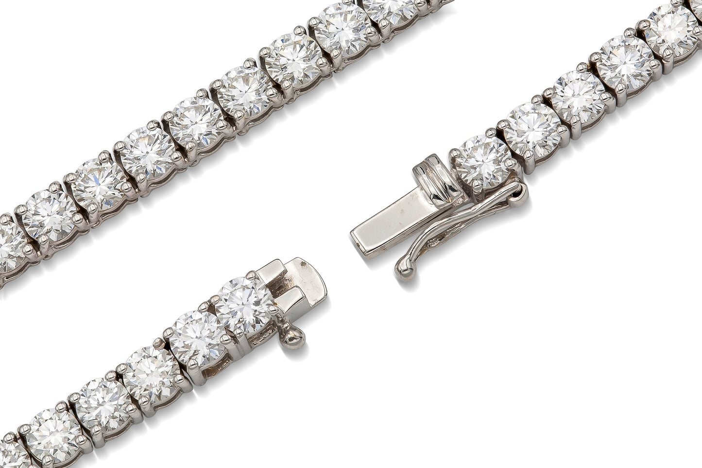 18K White Gold Tennis Necklace TW. 19.83 carat