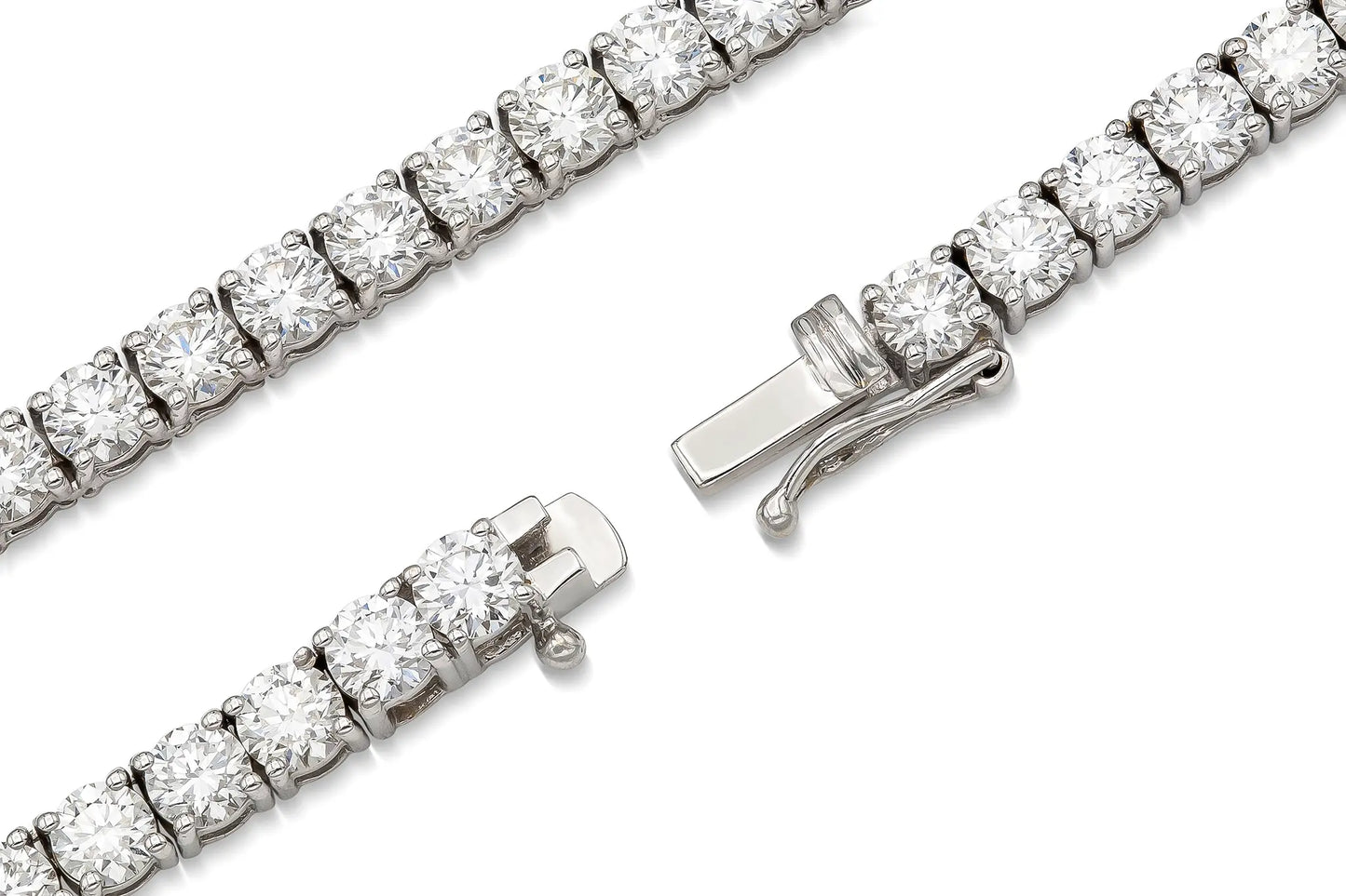 18K White Gold Tennis Necklace TW. 19.83 carat