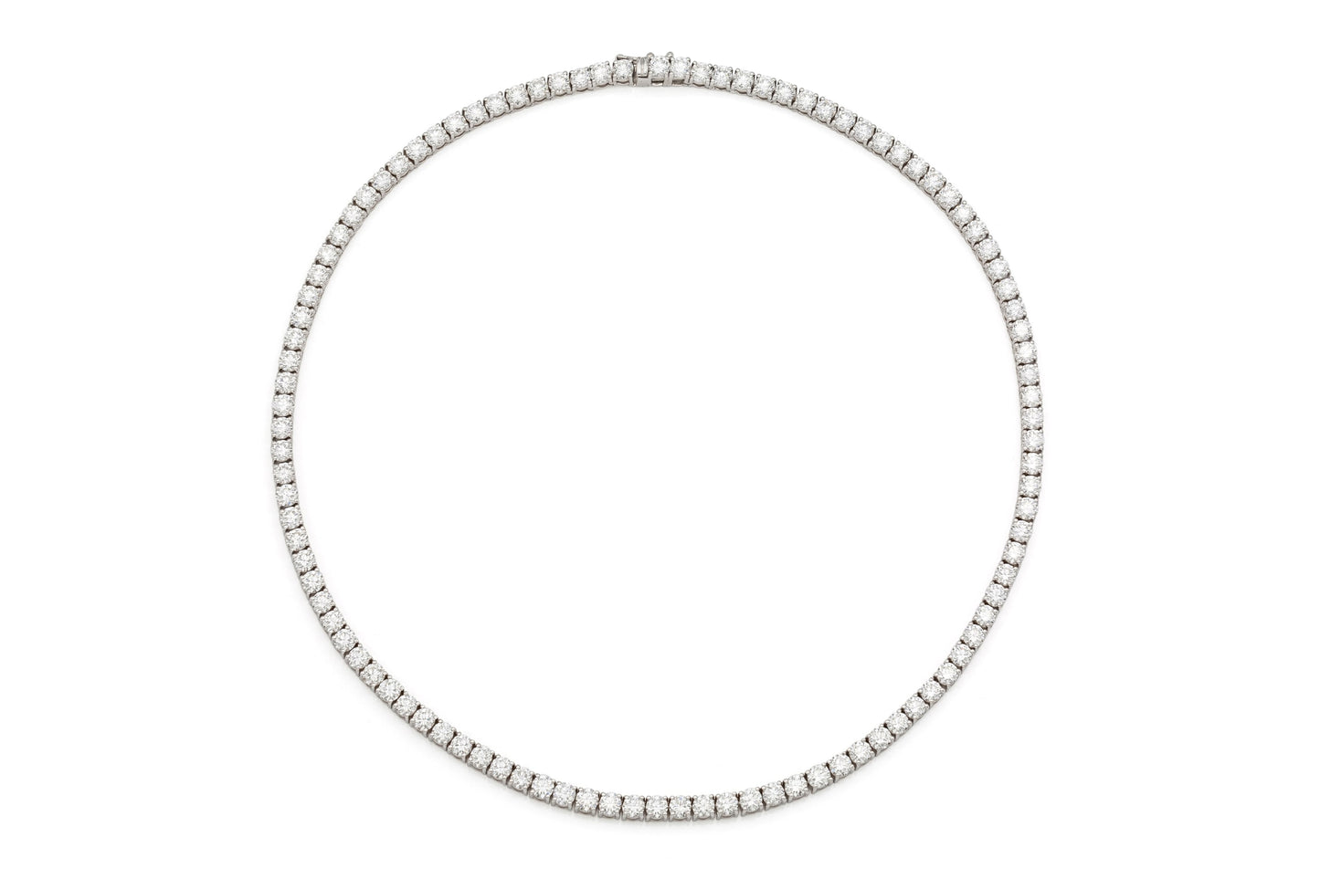 18K White Gold Tennis Necklace TW. 19.83 carat