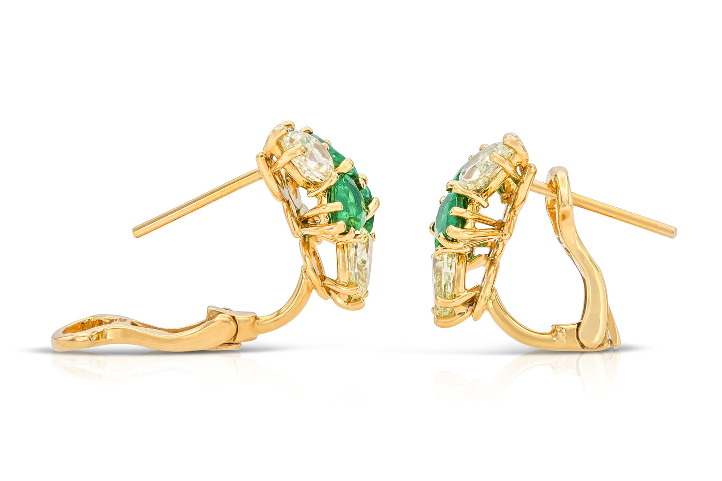 18K Yellow Gold Constellation Yellow Diamond & Emerald Earrings