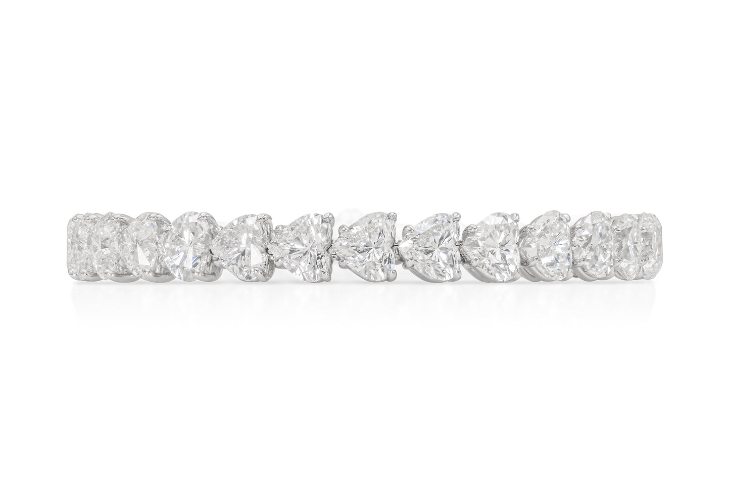 18K White Gold Heart Shape Diamond Tennis Bracelet Tw. 28.29 carat
