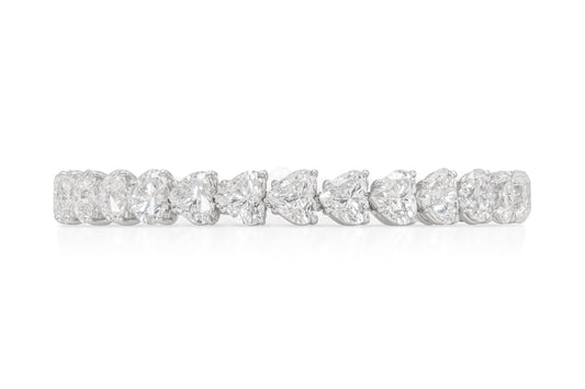 18K White Gold Heart Shape Diamond Tennis Bracelet Tw. 28.29 carat