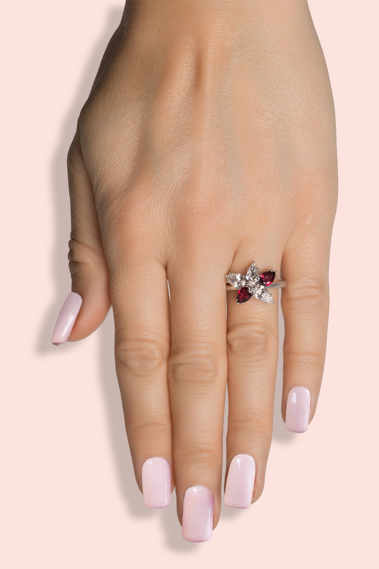 18K White Gold Diamond & Ruby Ring