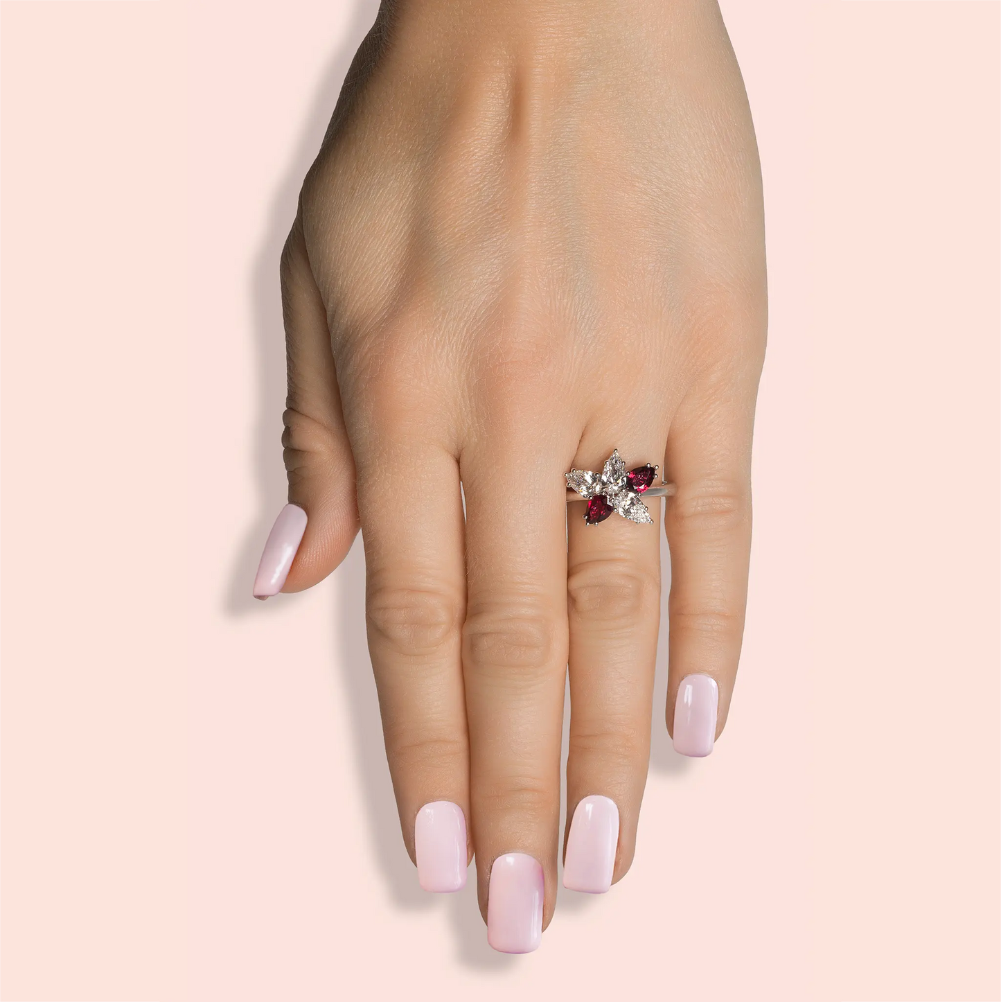 18K White Gold Diamond & Ruby Ring