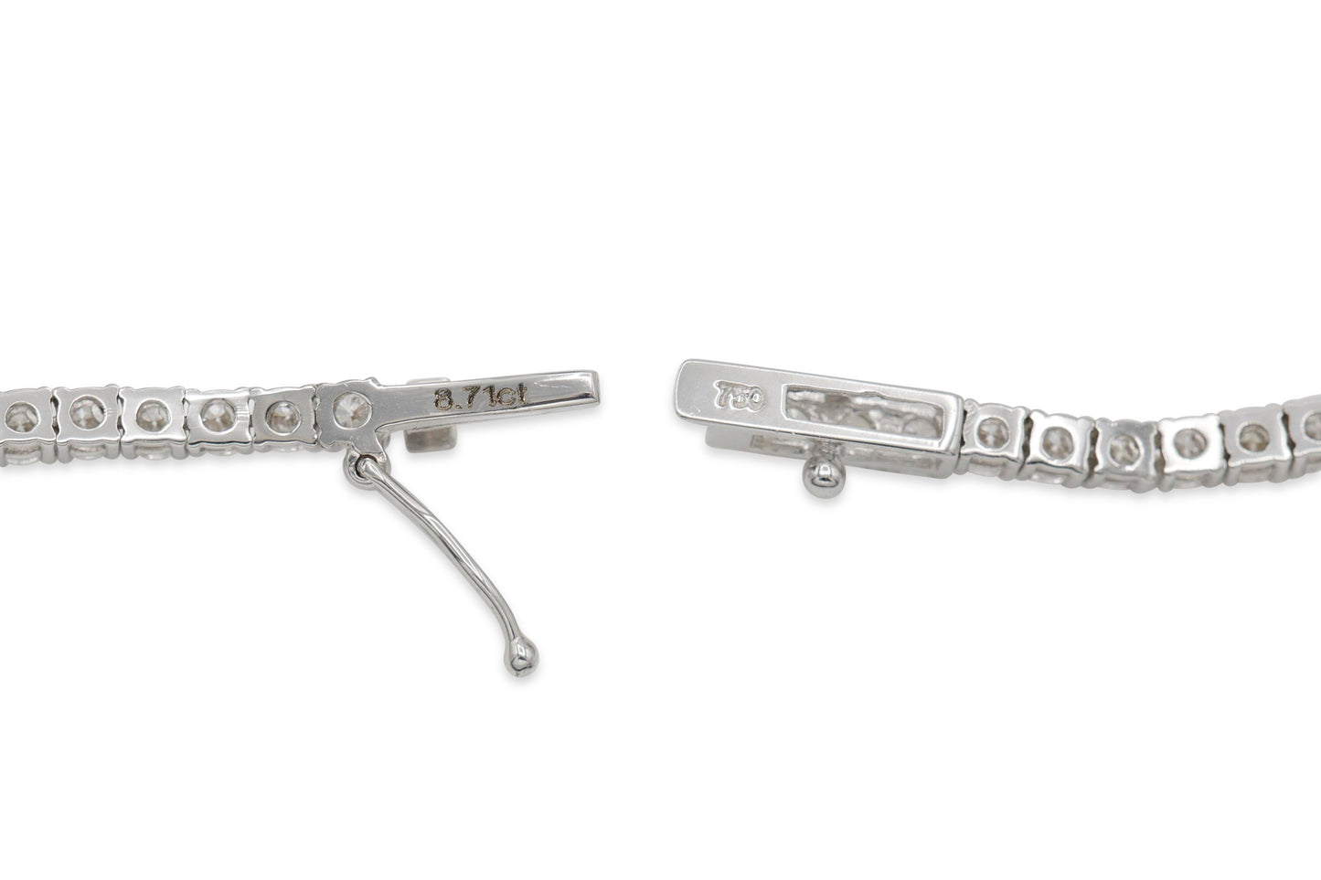 18K White Gold Tennis Necklace DTw. 7.75 carat