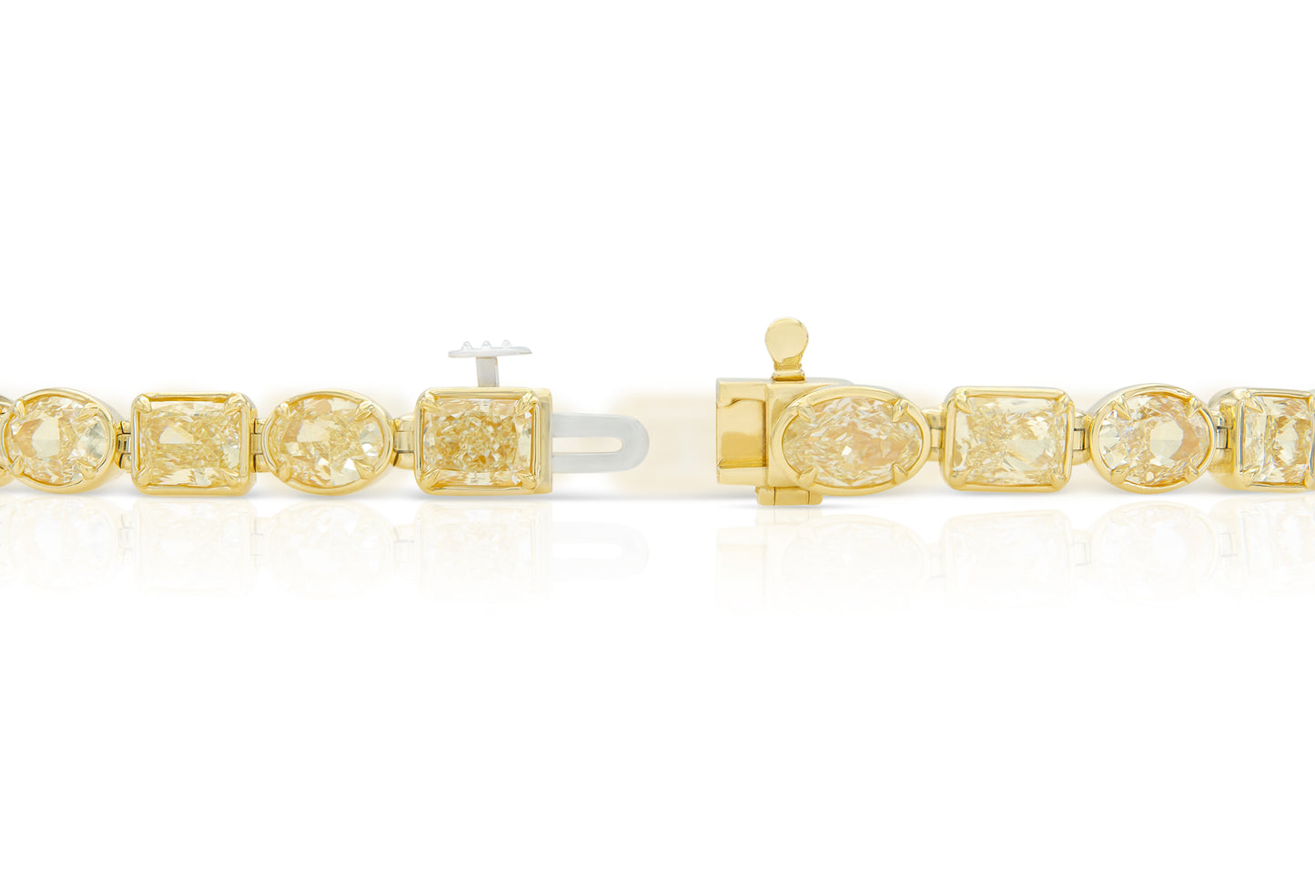 18K Yellow Gold Yellow Diamond Bezel Set Tennis Bracelet Tw. 12.44 carat
