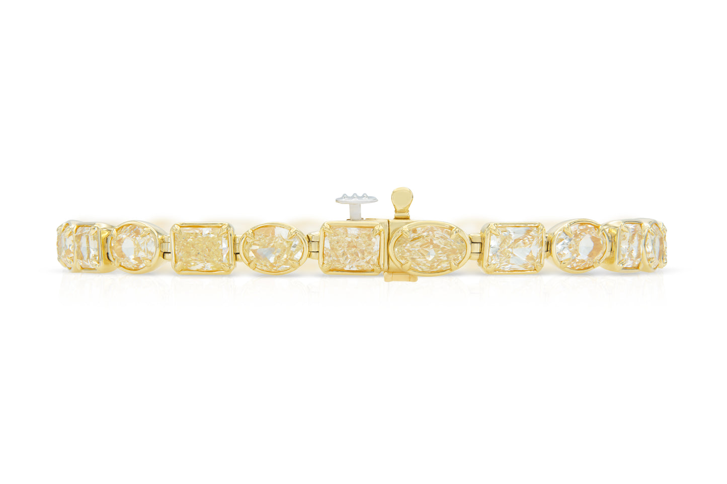 18K Yellow Gold Yellow Diamond Bezel Set Tennis Bracelet Tw. 12.44 carat