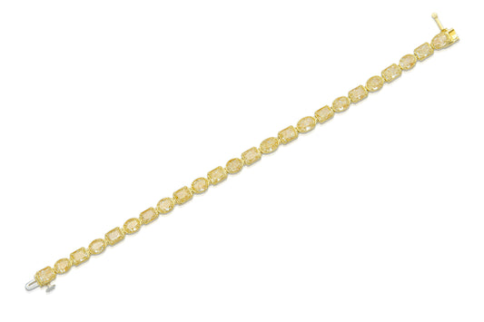 18K Yellow Gold Yellow Diamond Bezel Set Tennis Bracelet Tw. 12.44 carat