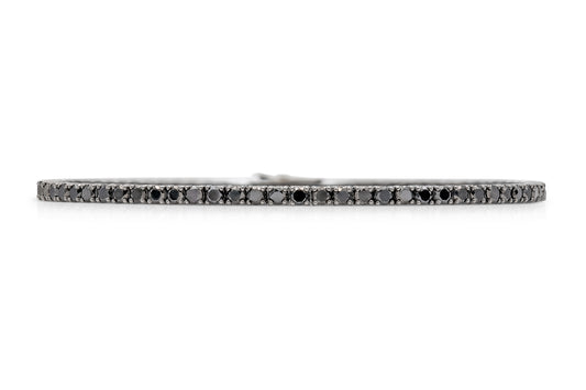 18K White Gold Black Rhodium Black Diamond Tennis Bracelet Tw. 4.08 carat