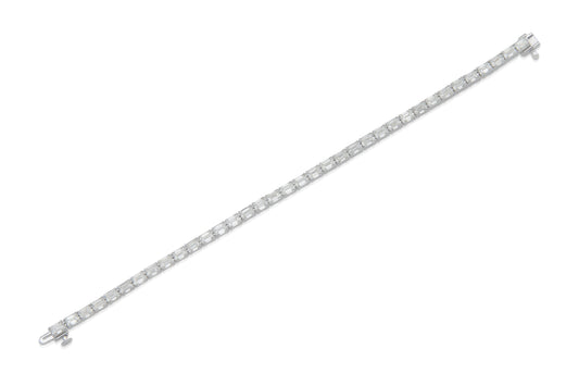 18K White Gold Emerald Cut Diamonds Tennis Bracelet Tw. 11.00 carat