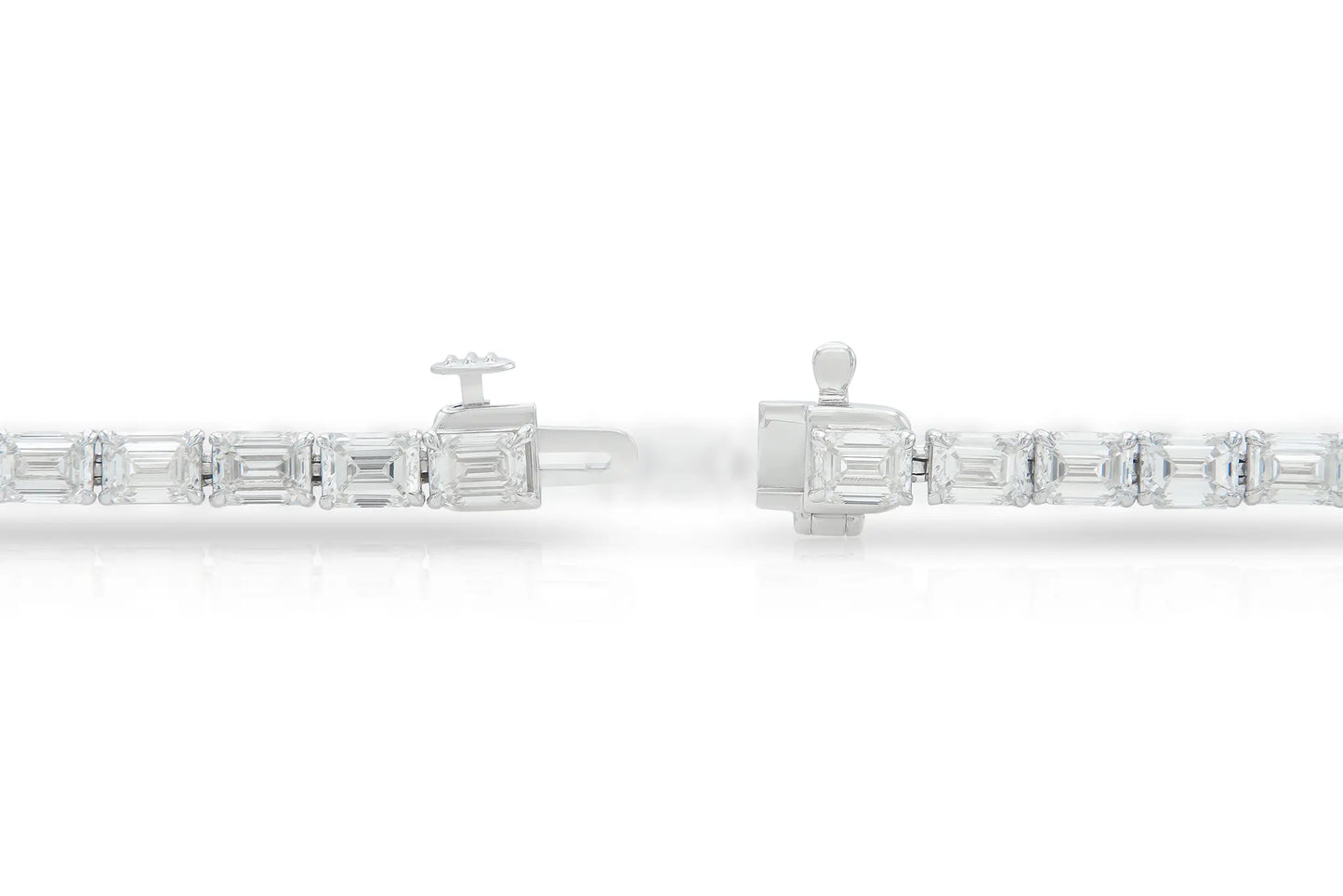 18K White Gold Emerald Cut Diamonds Tennis Bracelet Tw. 11.00 carat