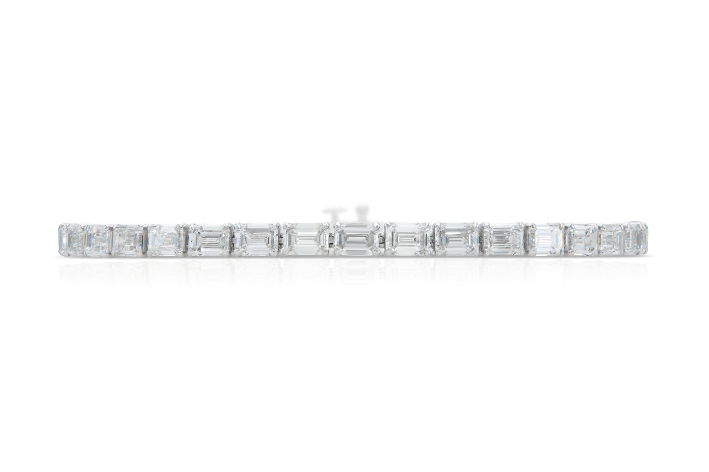 18K White Gold Emerald Cut Diamonds Tennis Bracelet Tw. 11.00 carat