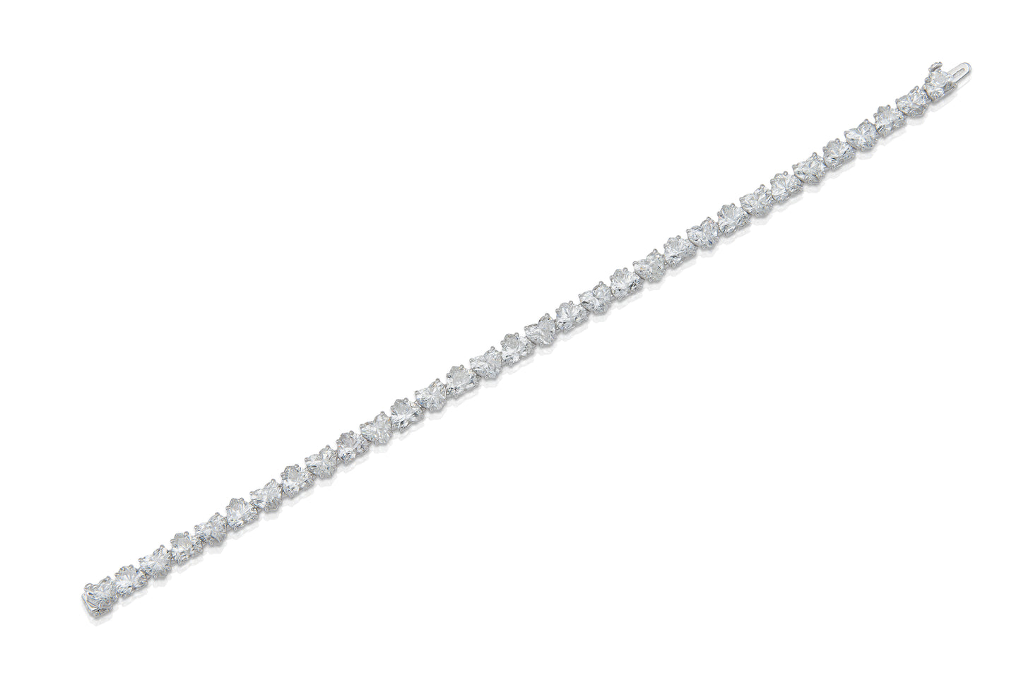 18K White Gold Heart Shape Diamonds Tennis Bracelet Tw. 16.25 carat