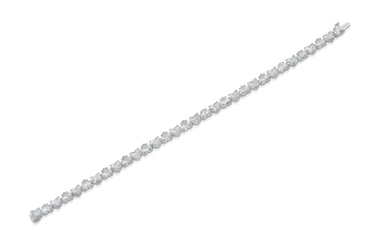 18K White Gold Heart Shape Diamonds Tennis Bracelet Tw. 16.25 carat
