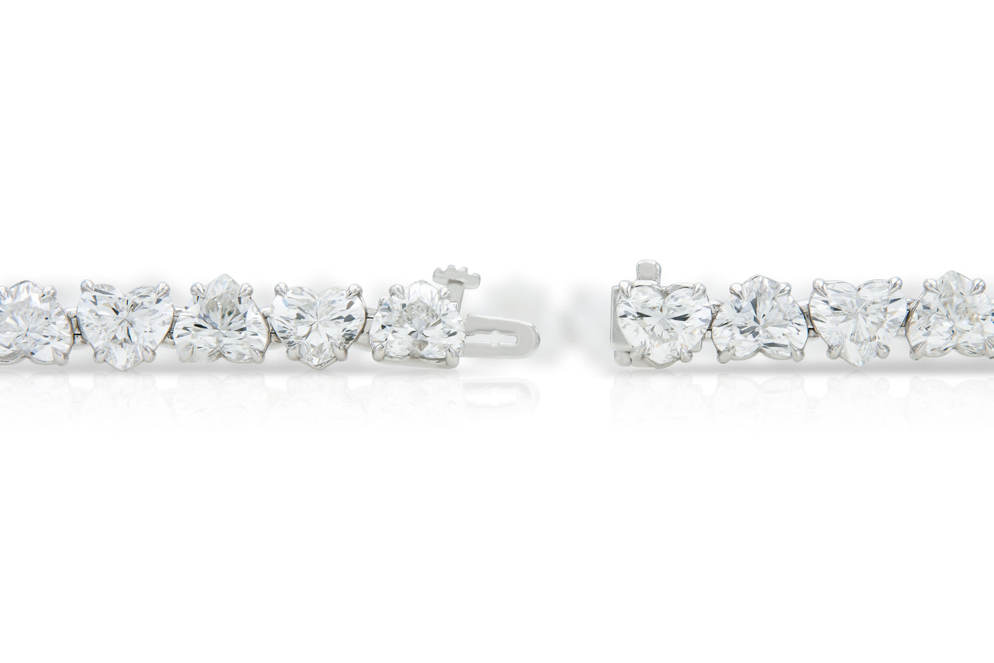 18K White Gold Heart Shape Diamonds Tennis Bracelet Tw. 16.25 carat