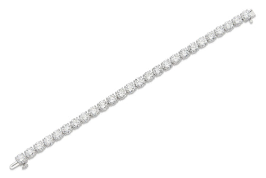 GIA certified 18K White Gold Tennis Bracelet Tw. 26.17 carat