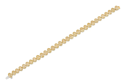 18K Yellow Gold Bezel Set Oval Diamond Bracelet Tw. 28.10 carat