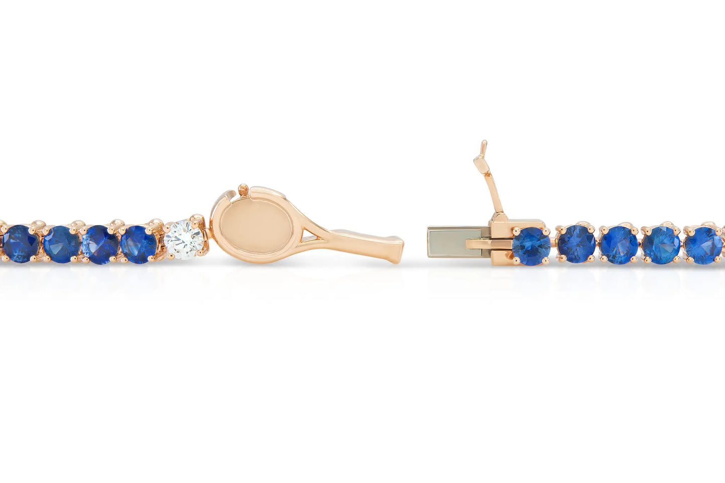 18K Rose Gold Royal Blue Sapphire Tennis Bracelet Tw. 7.30 carat