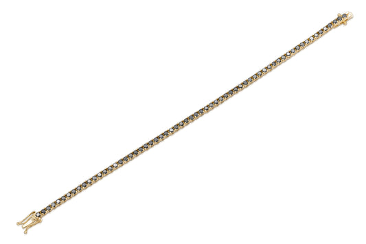 18K Yellow Gold Black Diamond Tennis Bracelet 3.62 carat