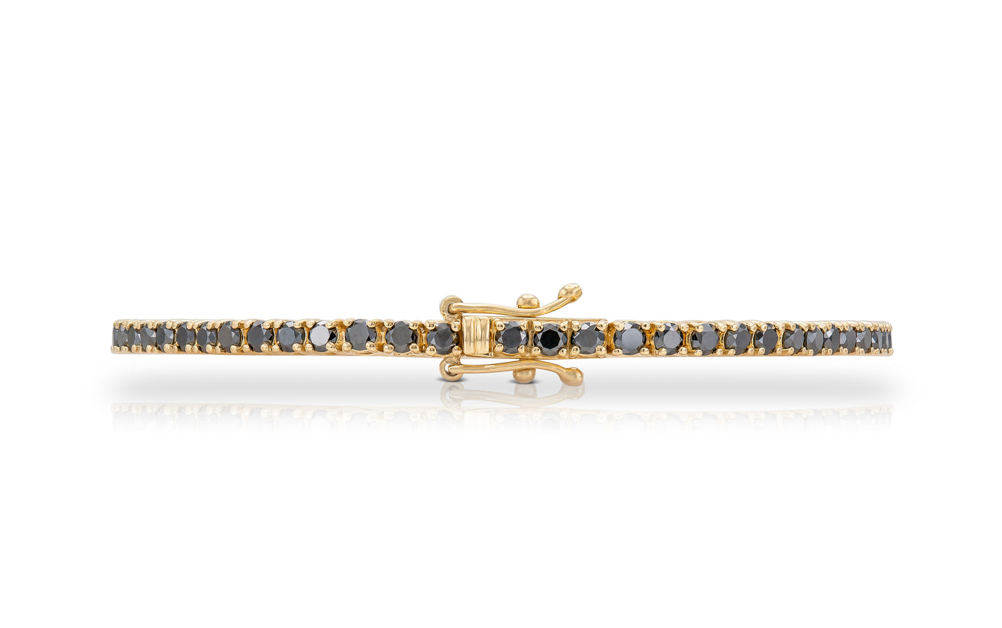 18K Yellow Gold Black Diamond Tennis Bracelet 3.62 carat