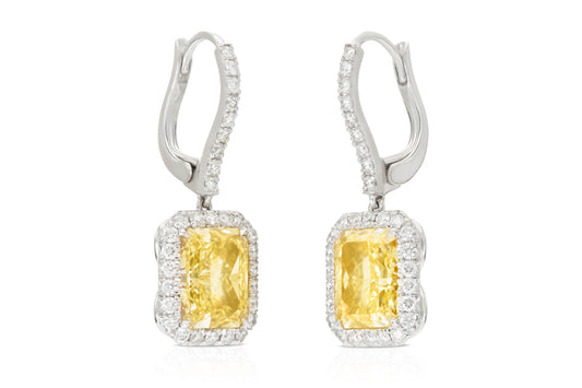 Drop Fancy Yellow Diamond Earrings