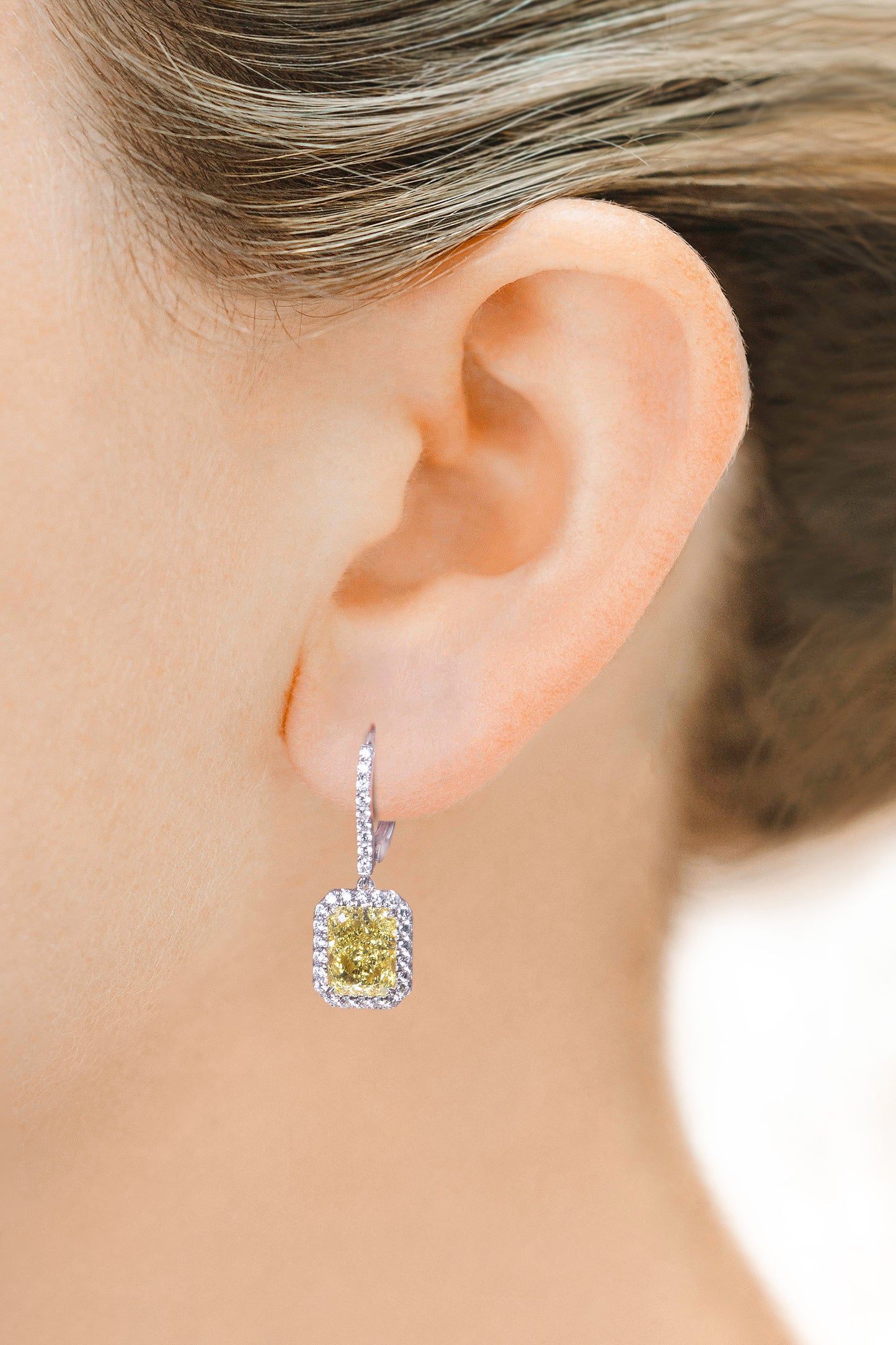 Drop Fancy Yellow Diamond Earrings