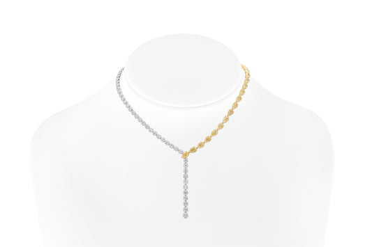 18K White & Yellow Drop Necklace with Natural White & Yellow Diamonds Tw. 38.64 carat