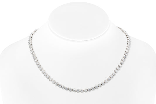 18K White Gold Bezel Diamond Necklace Tw. 7.73 carat