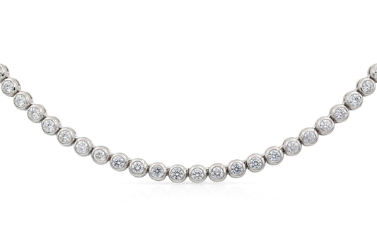 18K White Gold Bezel Diamond Necklace Tw. 7.73 carat