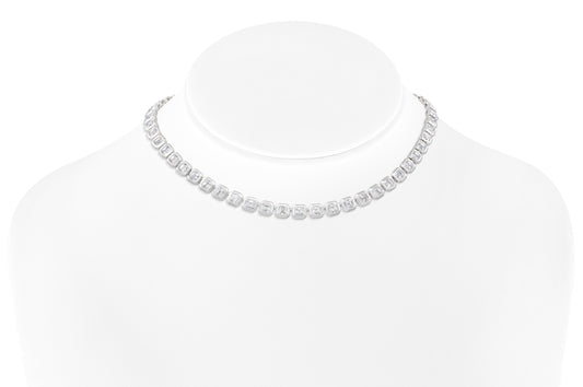 18K White Gold Asscher Cut Diamond Necklace