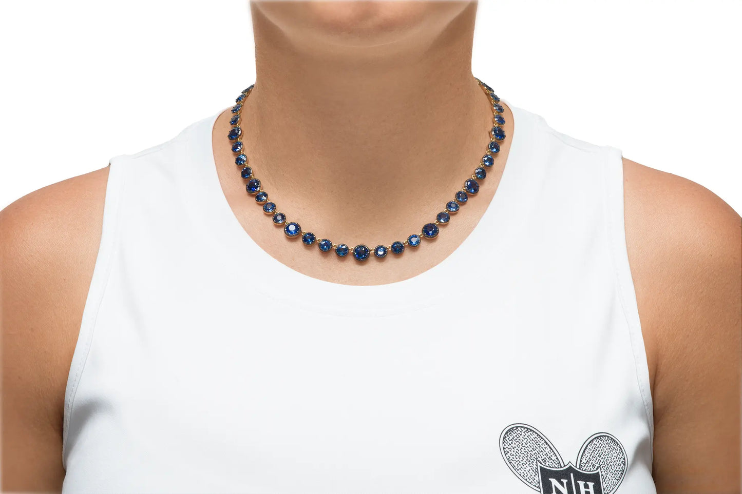 Blackened 18K Yellow Gold Sapphire Necklace Tw. 34.36 carat