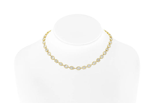 18K Yellow Gold Multi-Shaped Diamond Necklace DTw. 19.60 carat
